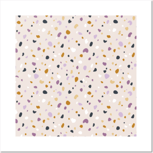 Neutral and purple abstract terrazzo texture Posters and Art